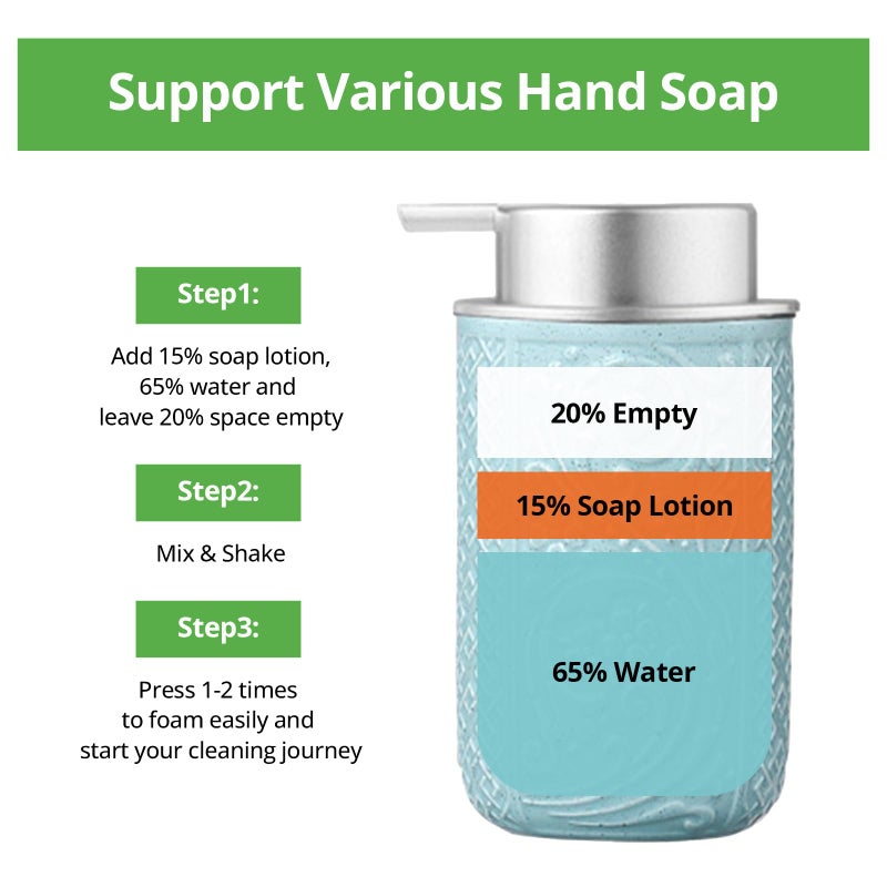QQ Studio 12OZ/350ML Ceramic Foaming Soap Dispenser Empty Hand Soap Dispenser Refillable Lotion Containers with Pump - Image 3